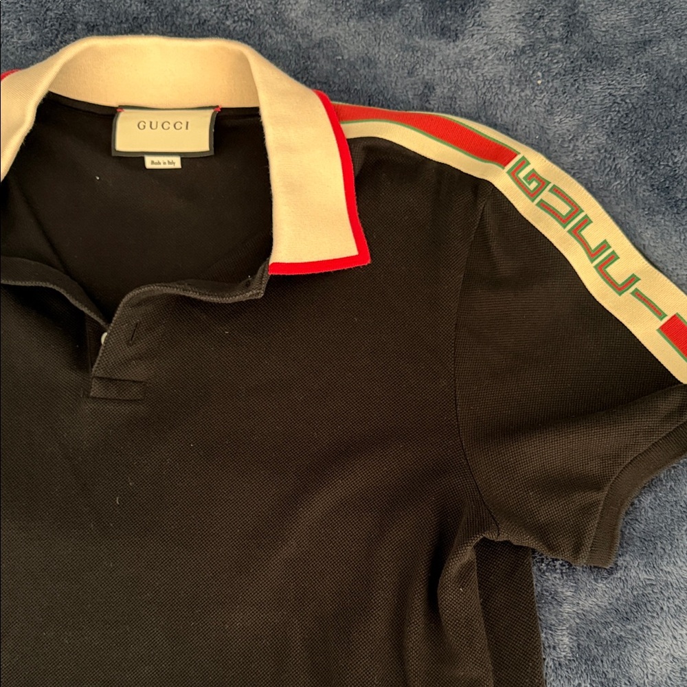 Men’s Gucci Black Polo with Red and Green Trim